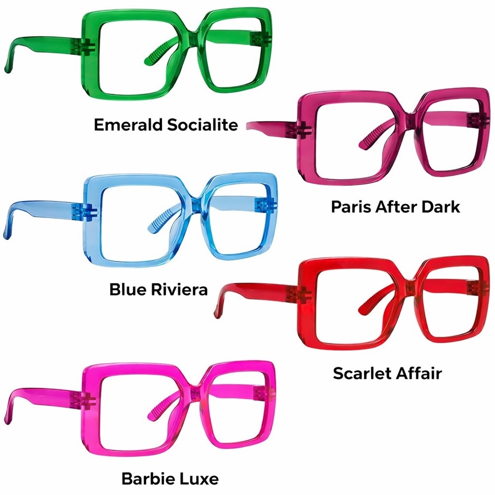 Chic Oversized Square 2.75x Reading Glasses | Screwless Flexible Hinges